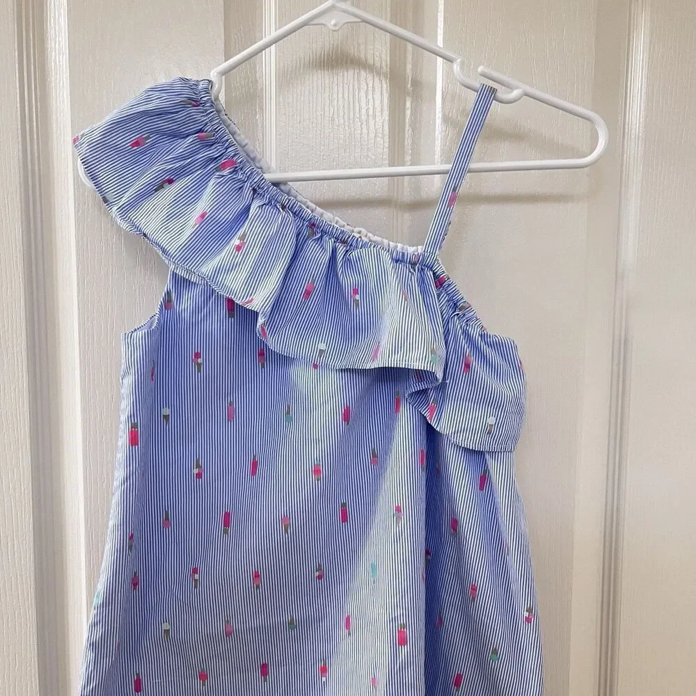 Kate Spade Skirt the Rules One Shoulder Striped Ice Cream Popsicle Dress Girl 14